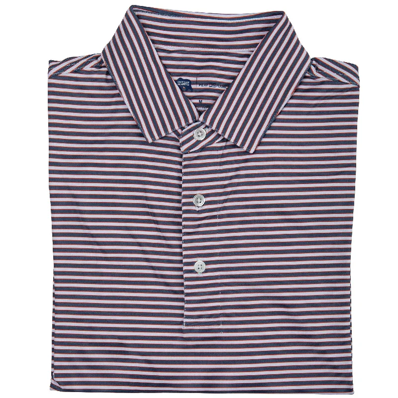 Men's eco-conscious gym wear shirt-Mulligan Stripe Performance Polo - Vintage Indigo/Autumn Glaze