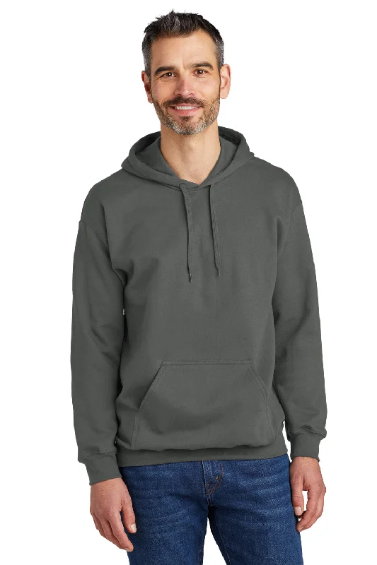 Men's summer athletic hoodie-Gildan Mens Softstyle Hooded Sweatshirt Hoodie w/ Pouch Pocket - Charcoal Grey