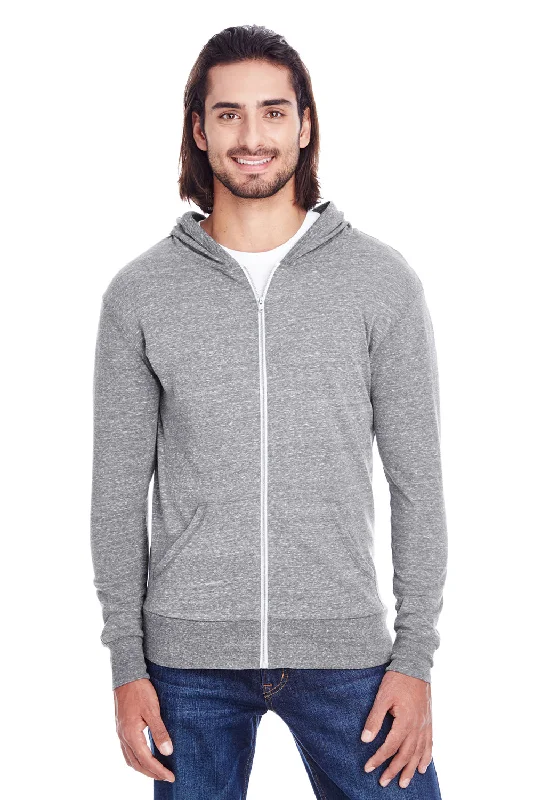 Men's breathable athletic hoodie-Threadfast Apparel Mens Full Zip Hooded Sweatshirt Hoodie w/ Pockets - Grey