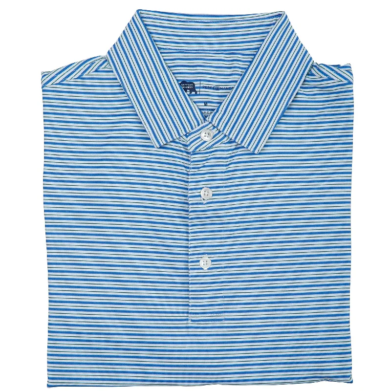 Men's relaxed fit travel wear shirt-Condor Stripe Performance Polo - Marina