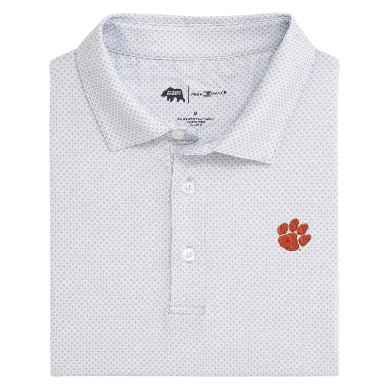 Men's fashion-forward casual wear polo shirt-Clemson Scope Printed Performance Polo - Mirage Grey