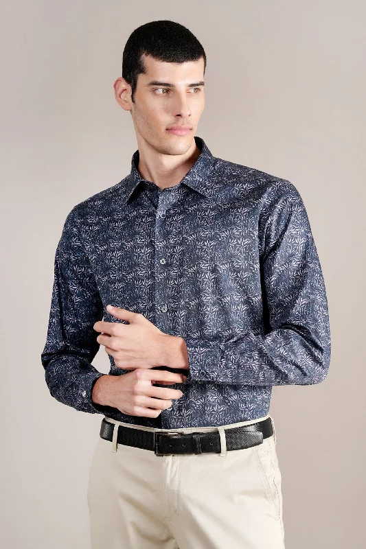 Men's weatherproof travel wear shirt-Men's Purple Printed Partywear Full Sleeves Shirt