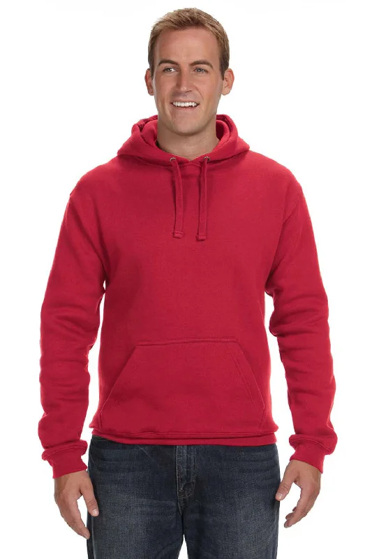 Men's adaptive hoodie-J America Mens Premium Fleece Hooded Sweatshirt Hoodie w/ Pouch Pocket - Red