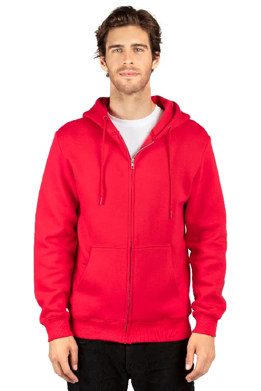 Men's summer streetwear hoodie-Threadfast Apparel Mens Ultimate Fleece Full Zip Hooded Sweatshirt Hoodie w/ Pockets - Red