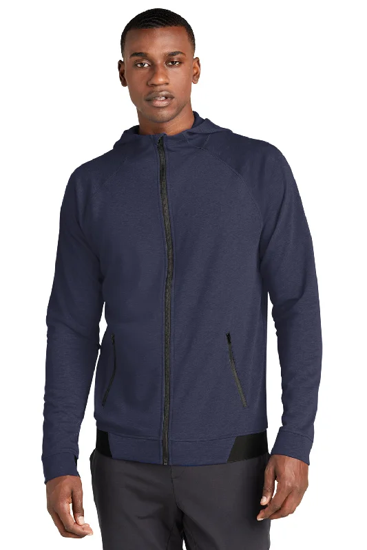 Men's fashion-forward athletic hoodie-Sport-Tek Mens Strive PosiCharge Full Zip Hooded Sweatshirt Hoodie w/ Pockets - True Navy Blue