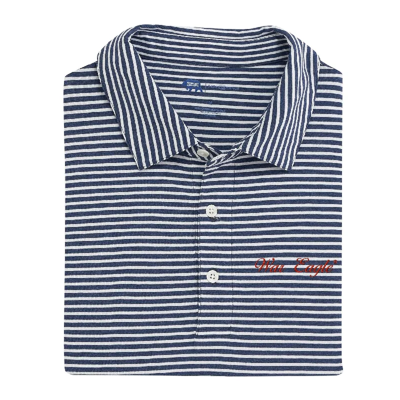 Men's naturally breathable office polo shirt-War Eagle Vintage Script Row Stripe Icon Polo - Classic Navy