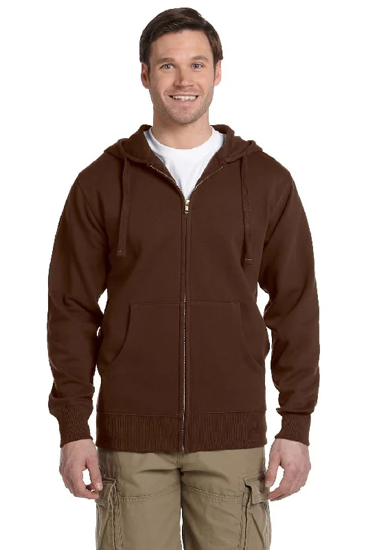 Men's relaxed fit athletic hoodie-Econscious Mens Full Zip Hooded Sweatshirt Hoodie w/ Pockets - Earth Brown