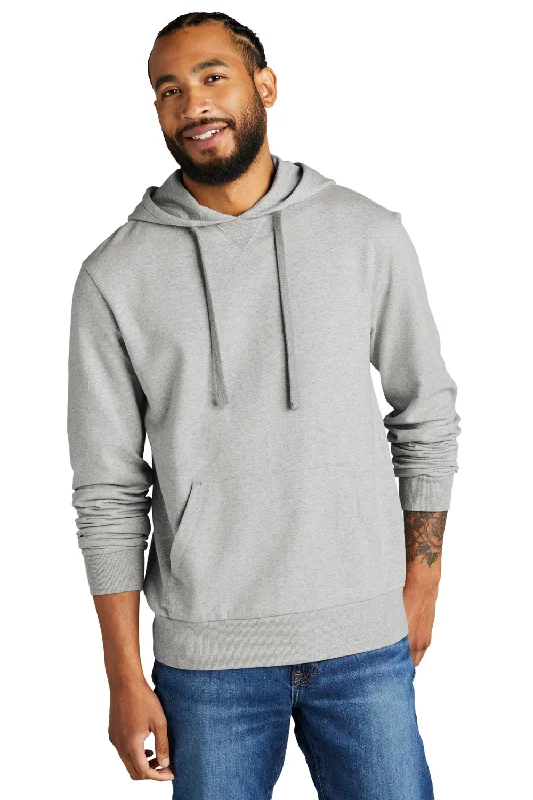 Men's weatherproof travel hoodie-Allmade Mens Organic French Terry Hooded Sweatshirt Hoodie w/ Pouch Pocket - Heather Granite Grey