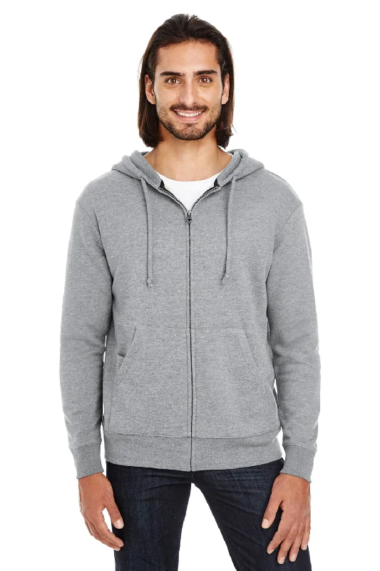 Men's eco-friendly workout hoodie-Threadfast Apparel Mens French Terry Full Zip Hooded Sweatshirt Hoodie w/ Pockets - Heather Charcoal Grey - Closeout