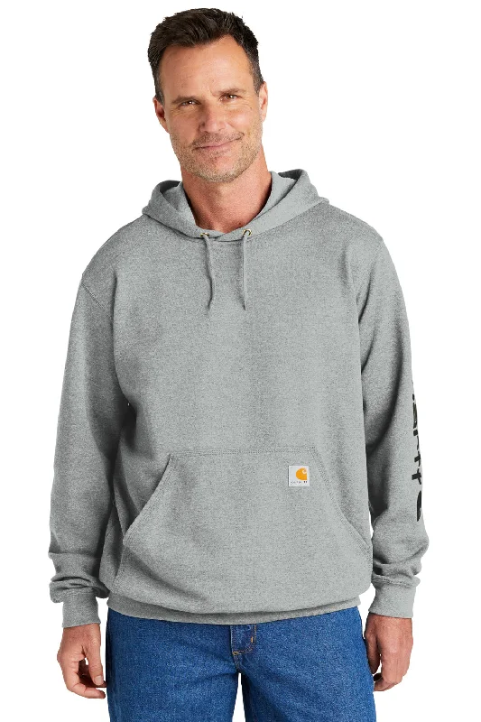 Men's tech-inspired gym hoodie-Carhartt Mens Hooded Sweatshirt Hoodie w/ Pouch Pocket - Heather Grey