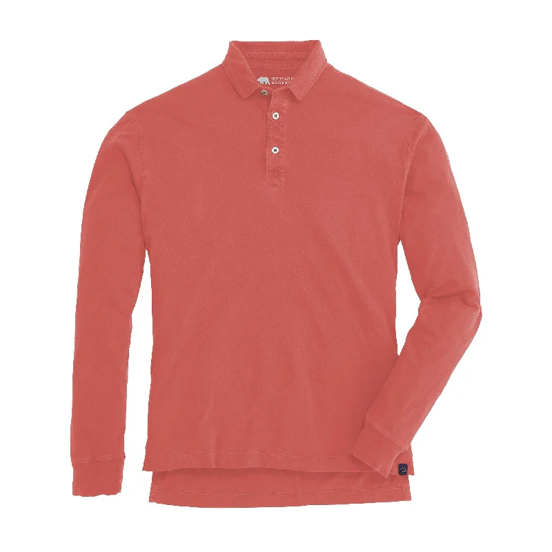 Men's quick-dry casual wear shirt-Perry Long Sleeve Polo - Red