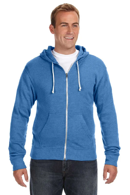 Men's organic cotton hoodie-J America Mens Fleece Full Zip Hooded Sweatshirt Hoodie w/ Pockets - Royal Blue