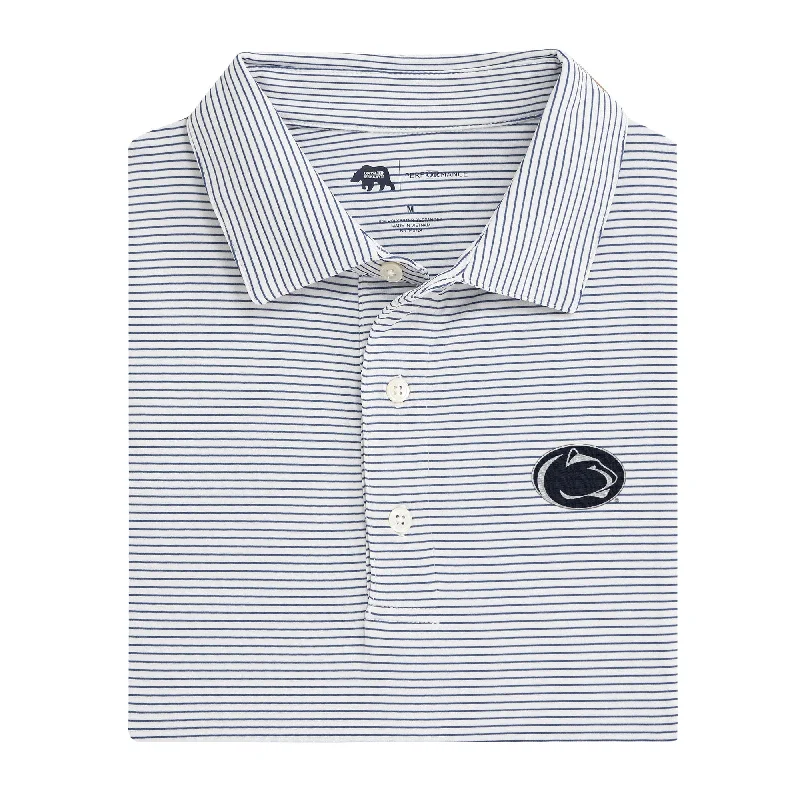 Men's ultra-comfortable casual wear polo shirt-Birdie Stripe Penn State Performance Polo - True Navy