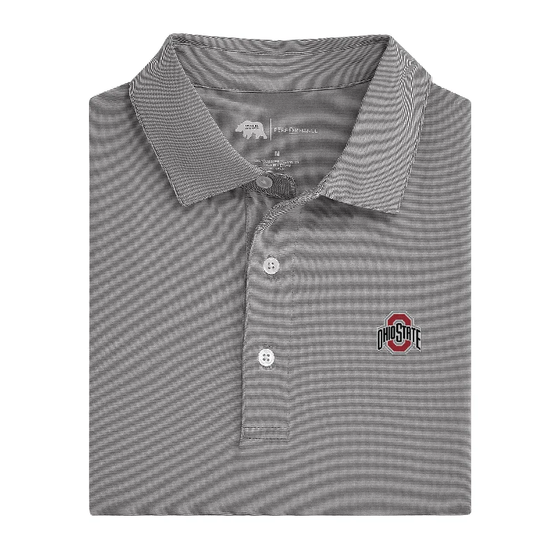 Men's adventure-ready casual polo shirt-Hairline Stripe Ohio State Performance Polo - Nine Iron