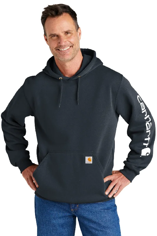 Men's sustainable streetwear hoodie-Carhartt Mens Hooded Sweatshirt Hoodie w/ Pouch Pocket - New Navy Blue