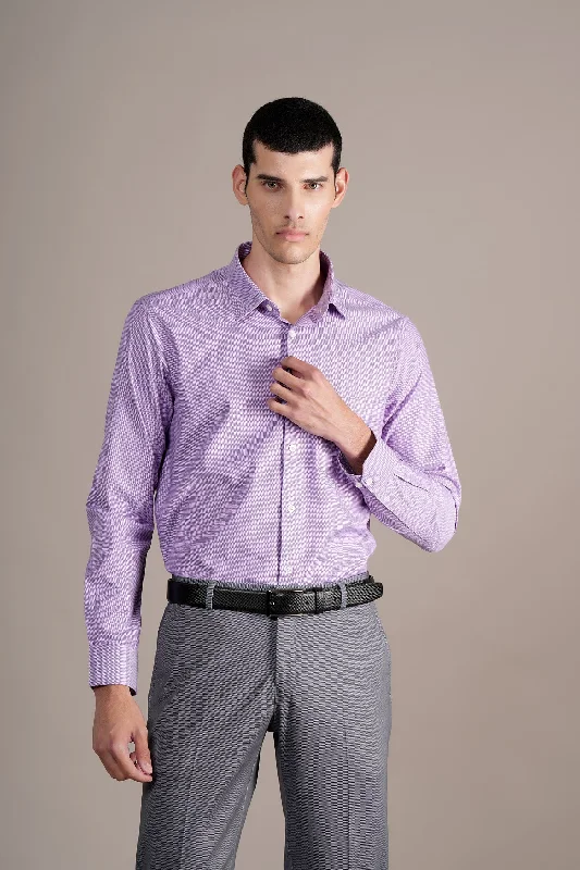 Men's functional office wear shirt-Men's Purple Printed Full Sleeves Formal Shirt