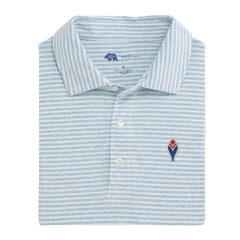 Men's comfortable office wear polo shirt-Cooperstown Feather Row Stripe Icon Polo - Sky