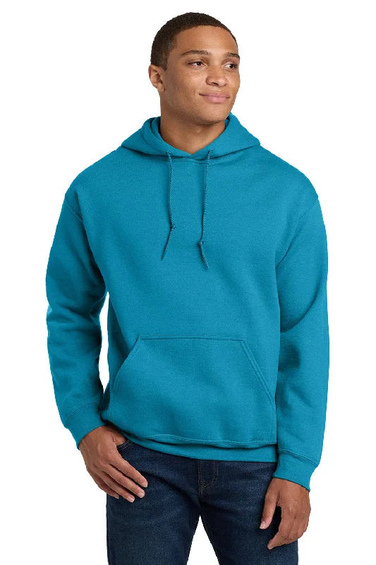 Men's sustainable streetwear hoodie-Gildan Mens Pill Resistant Hooded Sweatshirt Hoodie w/ Pouch Pocket - Sapphire Blue