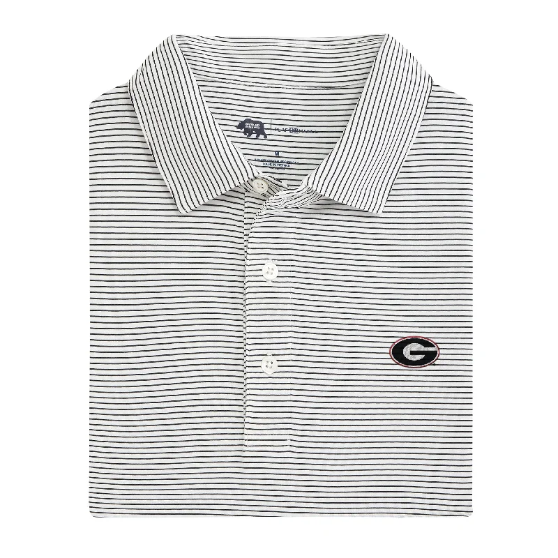 Men's gym-ready office wear polo shirt-Birdie Stripe Super G Polo - White/Black