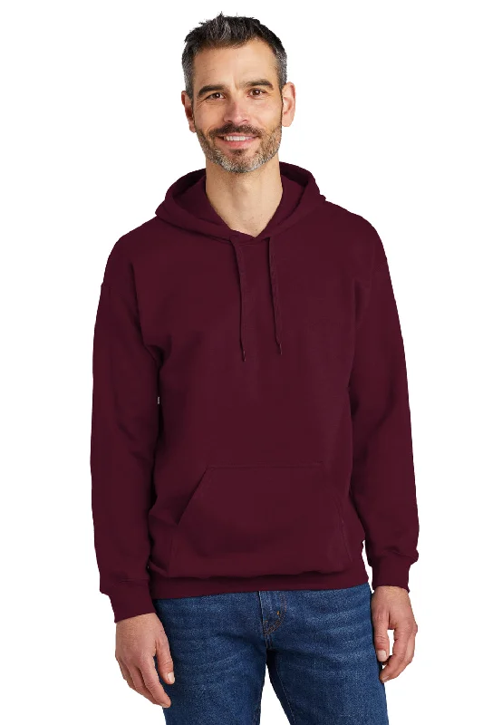 Men's relaxed fit workout hoodie-Gildan Mens Softstyle Hooded Sweatshirt Hoodie w/ Pouch Pocket - Maroon