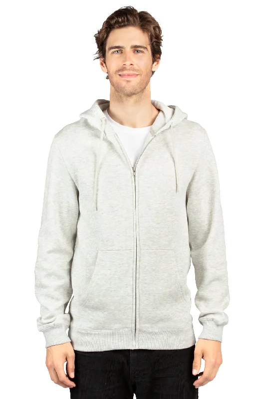 Men's adventure-ready gym hoodie-Threadfast Apparel Mens Ultimate Fleece Full Zip Hooded Sweatshirt Hoodie w/ Pockets - Heather Oatmeal