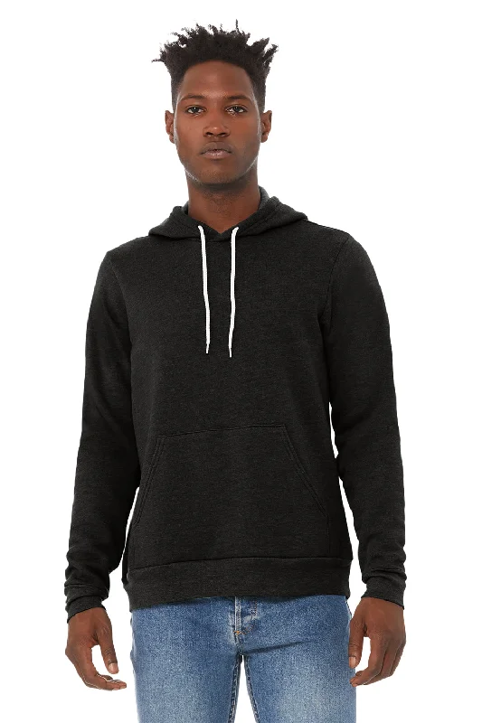 Men's fashion-forward travel hoodie-Bella + Canvas Mens Sponge Fleece Hooded Sweatshirt Hoodie w/ Pouch Pocket - Heather Black