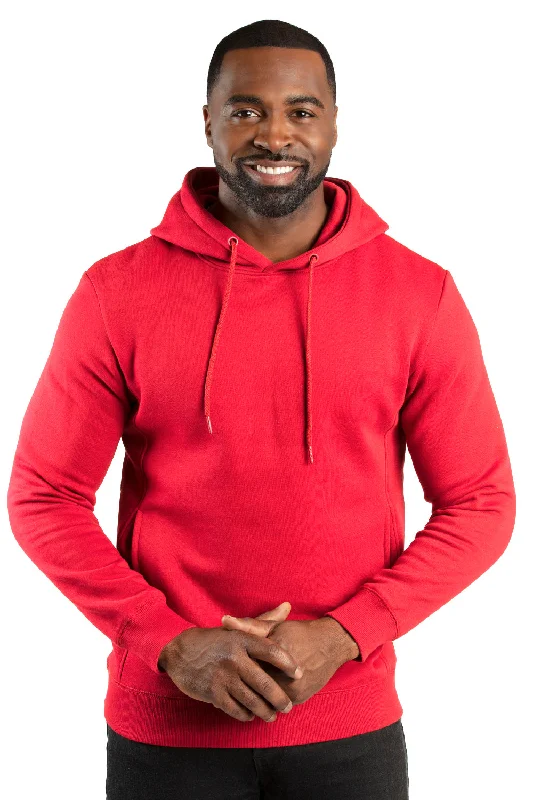 Men's tech-fabric travel hoodie-Threadfast Apparel Mens Ultimate Fleece Hooded Sweatshirt Hoodie w/ Pockets - Red