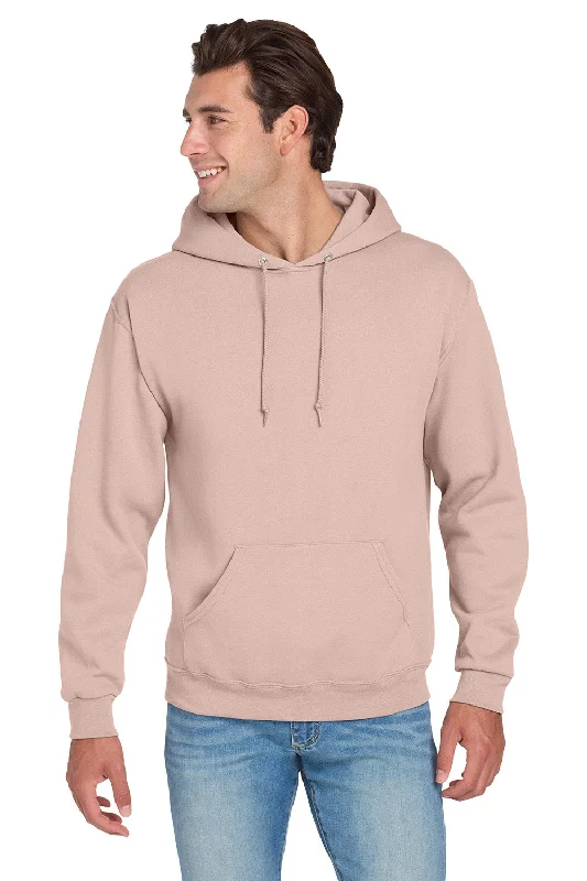 Men's weather-resistant workout hoodie-Jerzees Mens NuBlend Pill Resistant Fleece Hooded Sweatshirt Hoodie w/ Pouch Pocket - Blush Pink