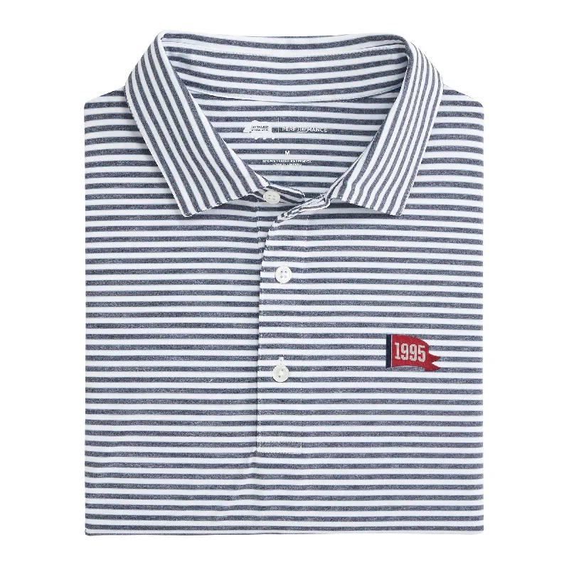 Men's wrinkle-free office wear polo shirt-1995 World Series Pennant Mulligan Stripe Performance Polo - Classic Navy