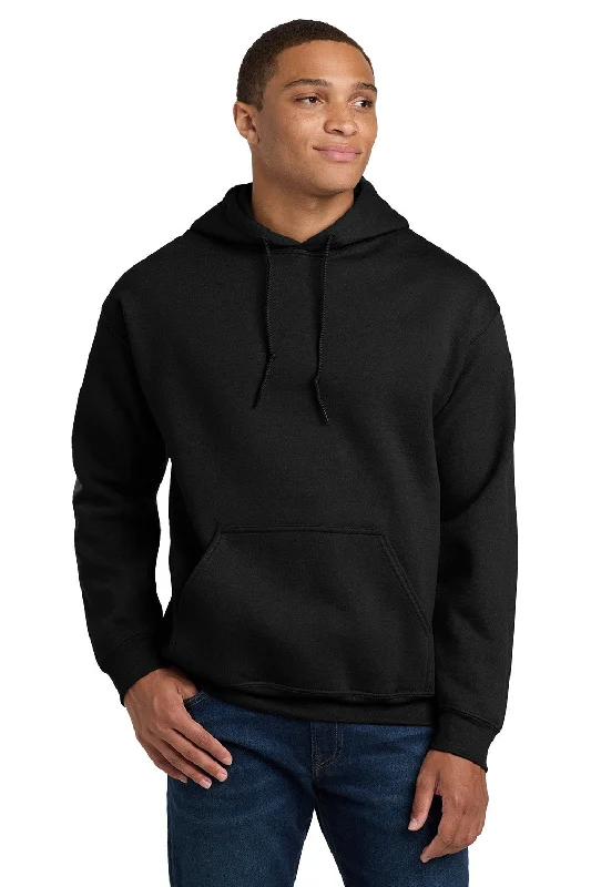 Men's quick-dry gym hoodie-Gildan Mens Pill Resistant Hooded Sweatshirt Hoodie w/ Pouch Pocket - Black