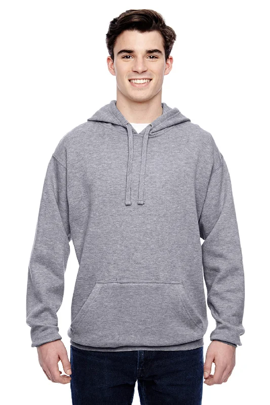 Men's lightweight running hoodie-J America Mens Tailgate Fleece Hooded Sweatshirt Hoodie w/ Pouch Pocket - Oxford Grey