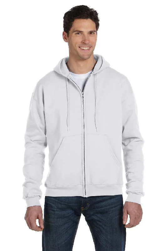 Men's organic cotton hoodie-Champion Mens Double Dry Eco Moisture Wicking Fleece Full Zip Hooded Sweatshirt Hoodie w/ Pockets - Silver Grey