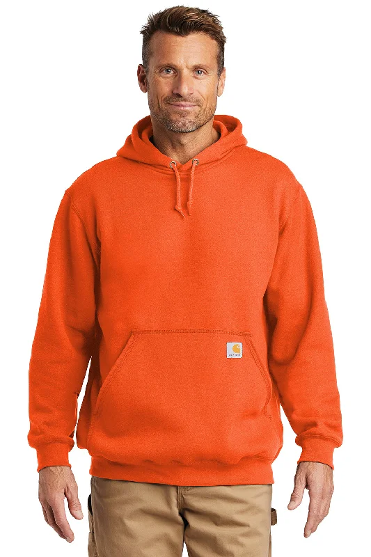 Men's antibacterial casual hoodie-Carhartt Mens Hooded Sweatshirt Hoodie w/ Pouch Pocket - Brite Orange