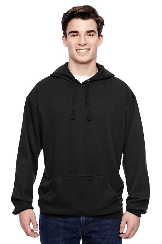 Men's gym performance zip-up hoodie-J America Mens Tailgate Fleece Hooded Sweatshirt Hoodie w/ Pouch Pocket - Black