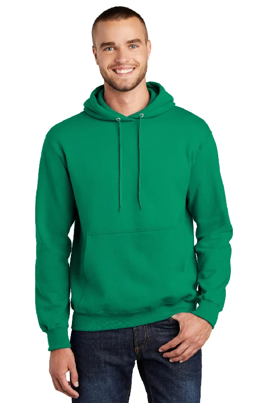 Men's versatile gym hoodie-Port & Company Mens Essential Pill Resistant Fleece Hooded Sweatshirt Hoodie w/ Pouch Pocket - Kelly Green