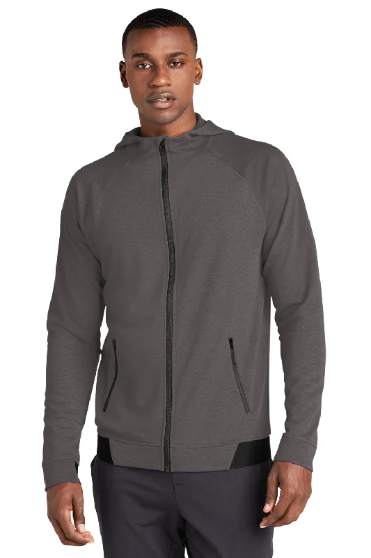 Men's gym performance zip-up hoodie-Sport-Tek Mens Strive PosiCharge Full Zip Hooded Sweatshirt Hoodie w/ Pockets - Graphite Grey