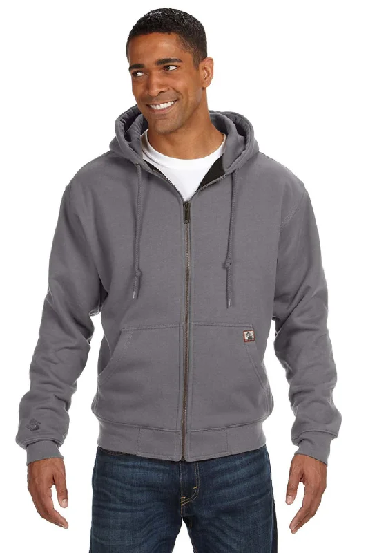 Men's versatile gym hoodie-Dri Duck Mens Crossfire PowerFleece Full Zip Hooded Sweatshirt Hoodie w/ Pockets - Dark Oxford Grey