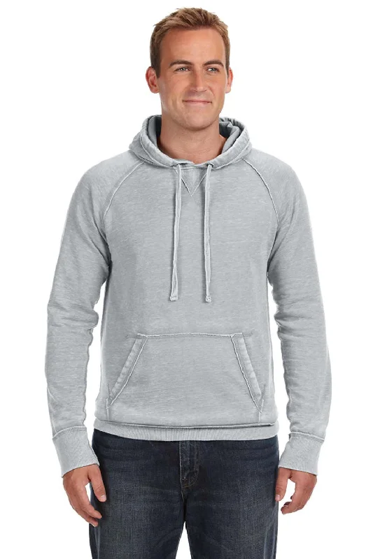 Men's durable gym hoodie-J America Mens Vintage Zen Burnout Fleece Hooded Sweatshirt Hoodie w/ Pouch Pocket - Cement Grey