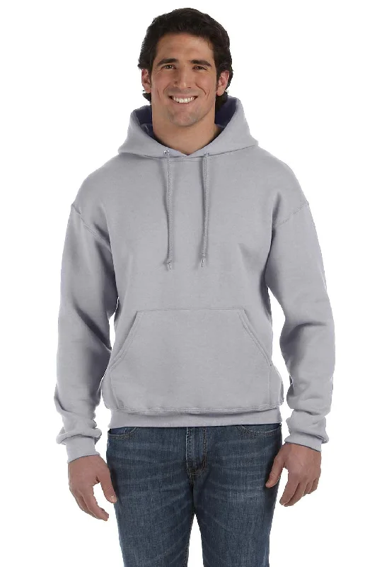 Men's versatile running hoodie-Fruit Of The Loom Mens Supercotton Fleece Hooded Sweatshirt Hoodie w/ Pouch Pocket - Heather Grey - Closeout