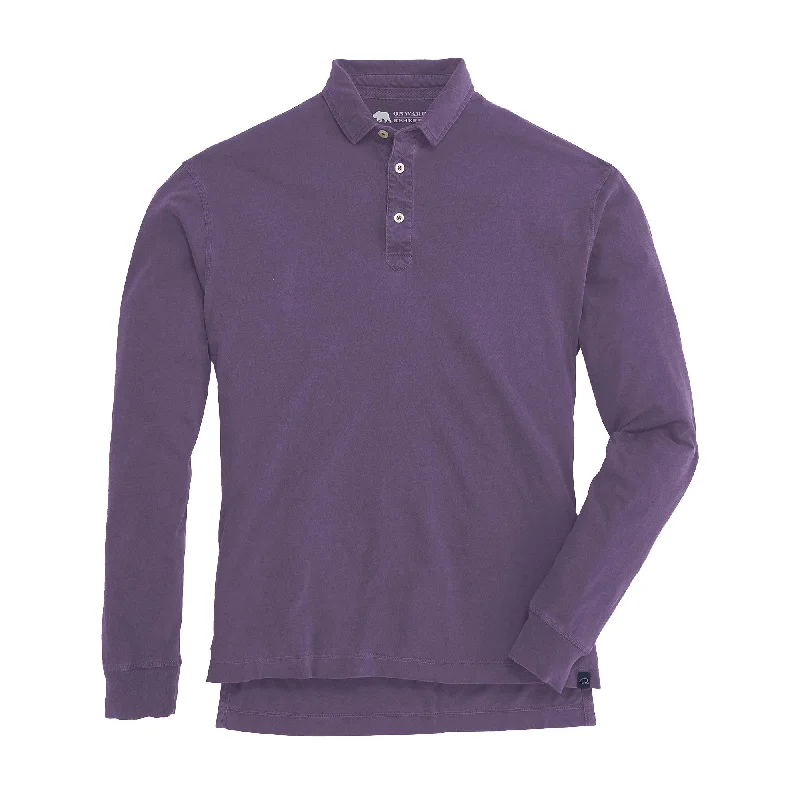 Men's sustainable office wear shirt-Perry Long Sleeve Polo - Loganberry