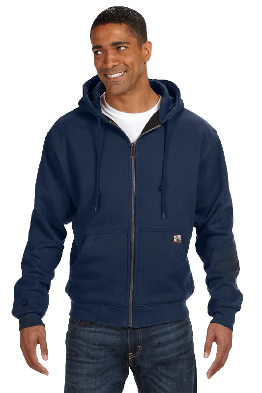 Men's tech-fabric travel hoodie-Dri Duck Mens Crossfire PowerFleece Full Zip Hooded Sweatshirt Hoodie w/ Pockets - Navy Blue