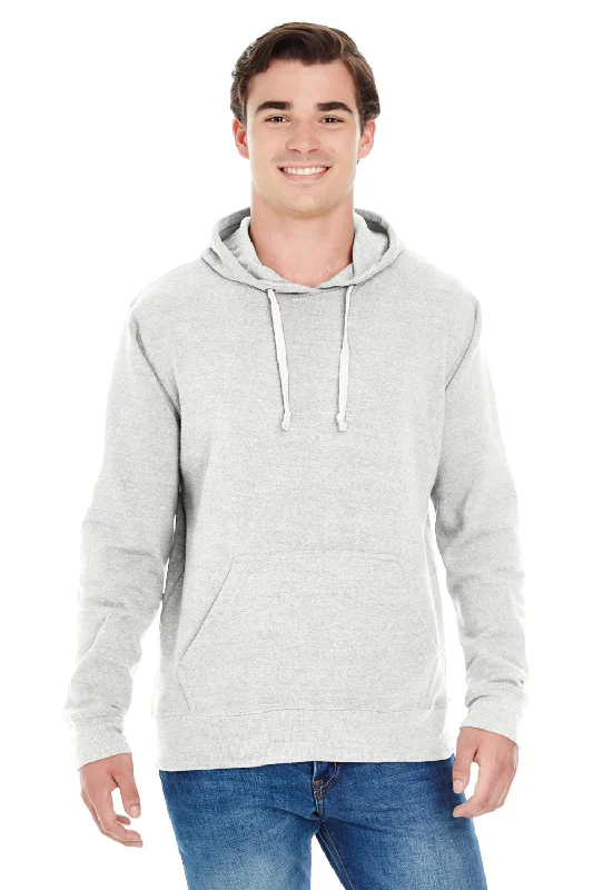 Men's ultra-light gym hoodie-J America Mens Fleece Hooded Sweatshirt Hoodie w/ Pouch Pocket - Antique White