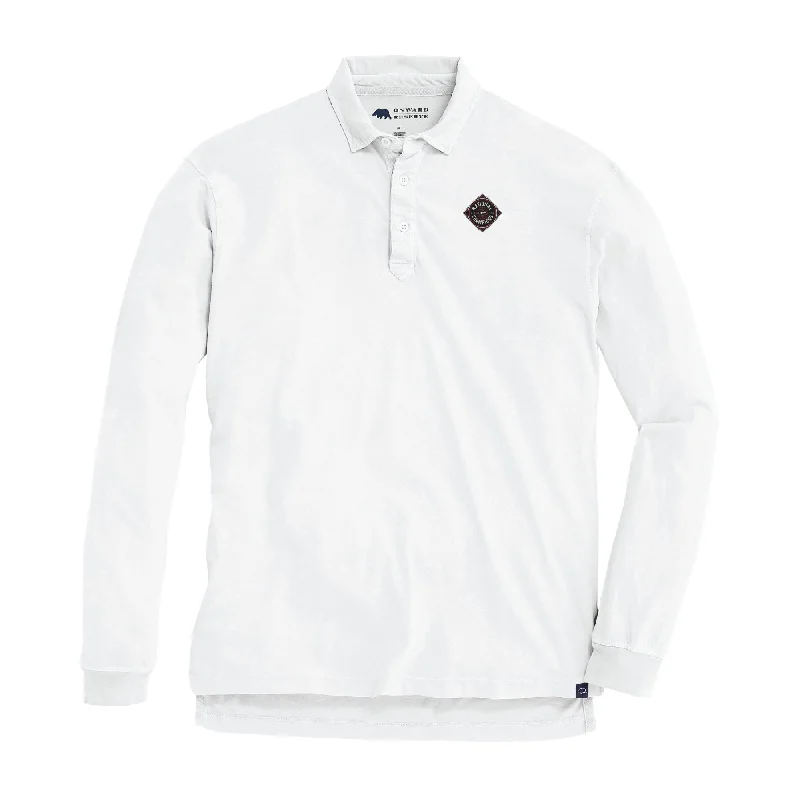 Men's lightweight office wear polo shirt-1980 National Championship Perry Long Sleeve Polo - White