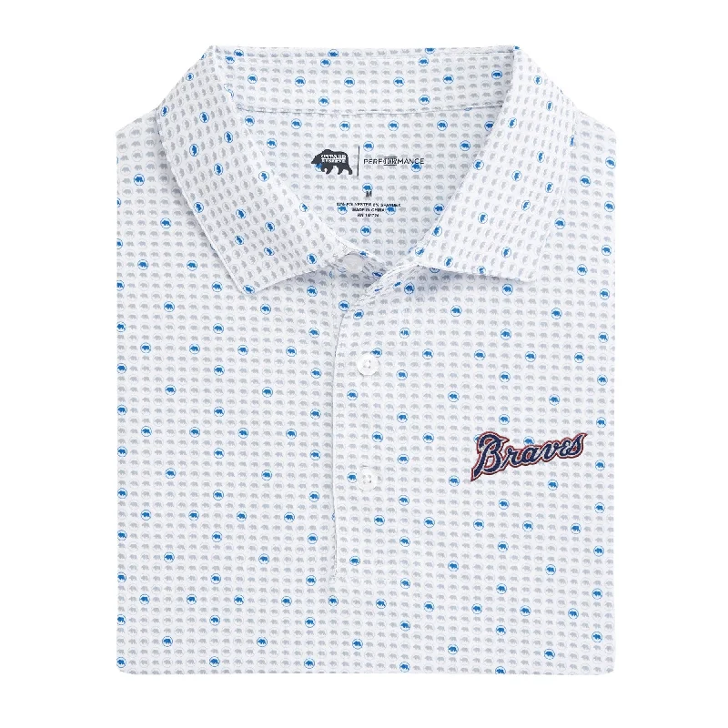 Men's tech-fabric casual wear polo shirt-Cooperstown Braves Script Tour Logo Performance Polo - Sport Blue