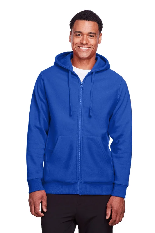 Men's eco-conscious workout hoodie-Team 365 Mens Zone HydroSport Fleece Water Resistant Full Zip Hooded Sweatshirt Hoodie w/ Pockets - Royal Blue