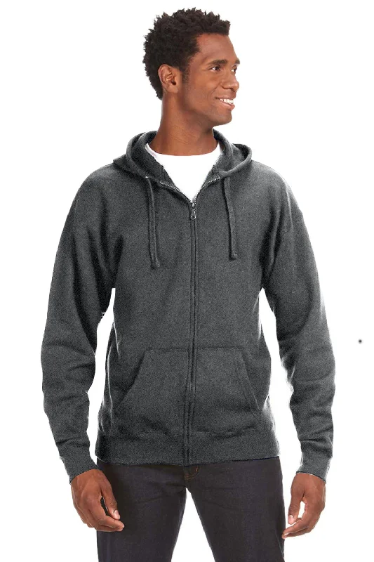 Men's fashion-forward athletic hoodie-J America Mens Premium Fleece Full Zip Hooded Sweatshirt Hoodie w/ Pockets - Charcoal Grey