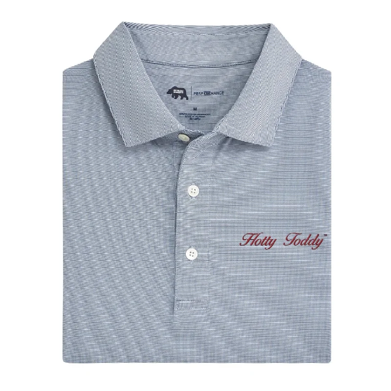 Men's relaxed fit casual wear polo shirt-Hotty Toddy Vintage Script Hairline Stripe Performance Polo - True Navy