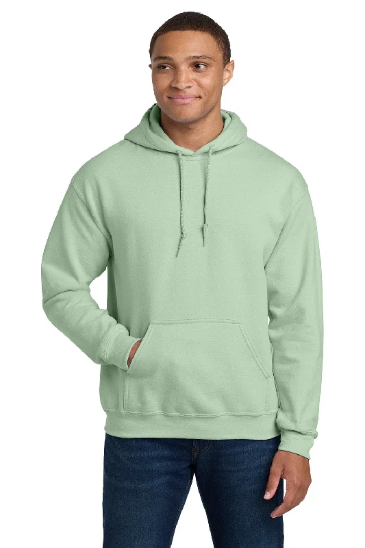 Men's wrinkle-free workout hoodie-Gildan Mens Pill Resistant Hooded Sweatshirt Hoodie w/ Pouch Pocket - Mint Green