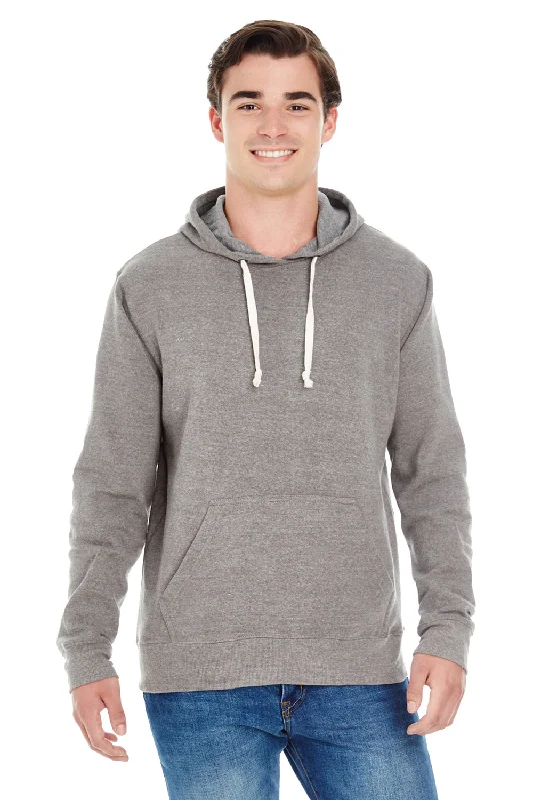 Men's sporty running hoodie-J America Mens Fleece Hooded Sweatshirt Hoodie w/ Pouch Pocket - Grey