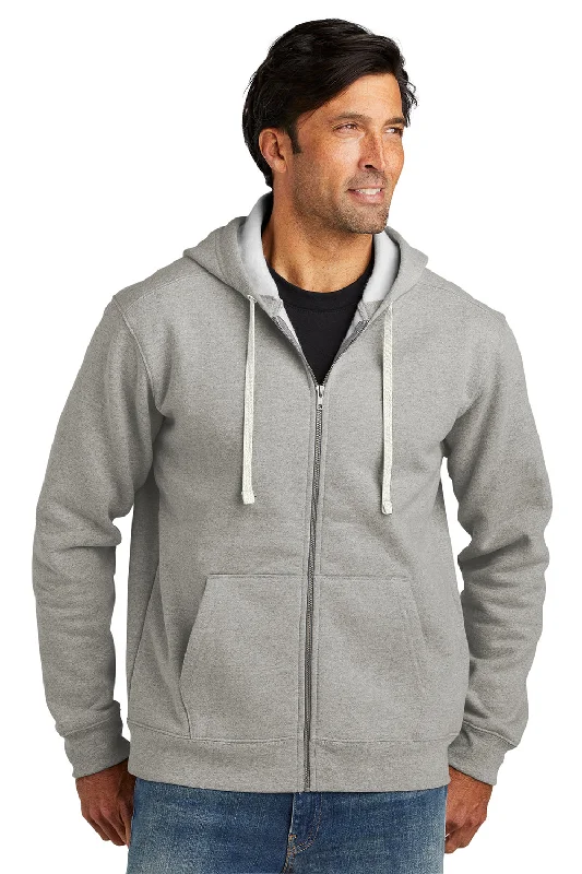 Men's wrinkle-resistant travel hoodie-Volunteer Knitwear Mens USA Made Chore Fleece Full Zip Hooded Sweatshirt Hoodie w/ Pockets - Heather Grey